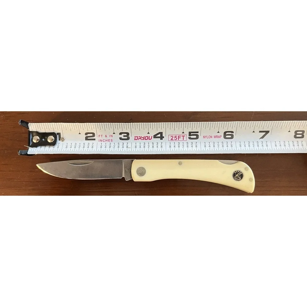 Roper Knives Tumbleweed, Stainless Plain Blade, Cream Yellow Delrin‎ Handle